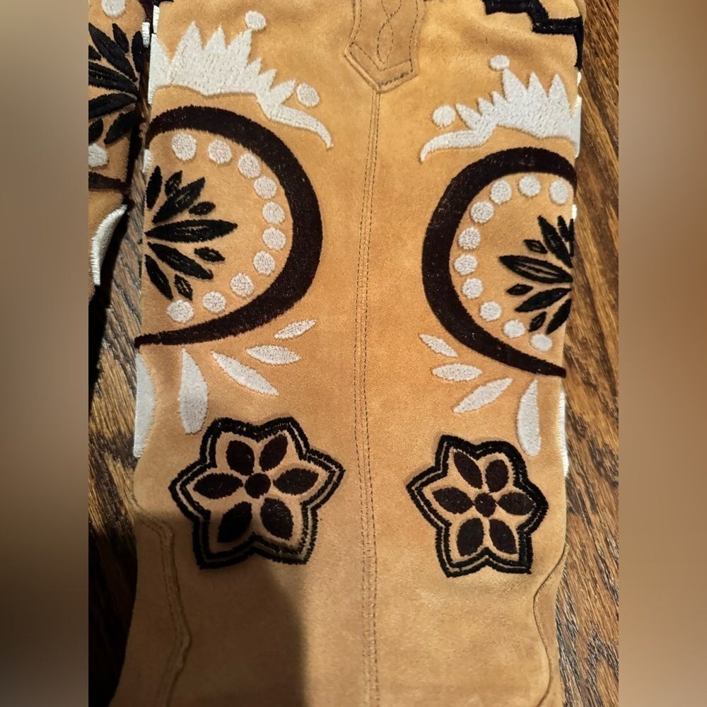 Free People Roundhouse Stitch Suede Embroidered Western Cowboy Boots US 9 / 39 - Picture 4 of 7